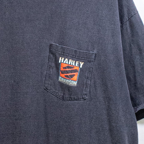 Harley Davidson Motorcycles Pocket T-Shirt Sun Faded Illinois