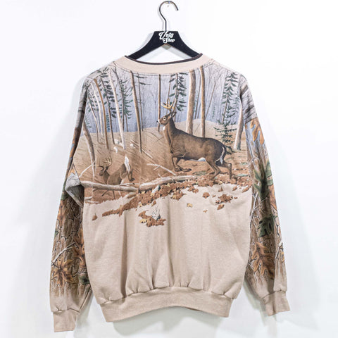 Nature Deer Wilderness AOP Henley Sweatshirt Artisans Sunschein Designs