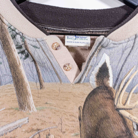 Nature Deer Wilderness AOP Henley Sweatshirt Artisans Sunschein Designs