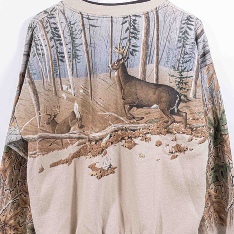 Nature Deer Wilderness AOP Henley Sweatshirt Artisans Sunschein Designs