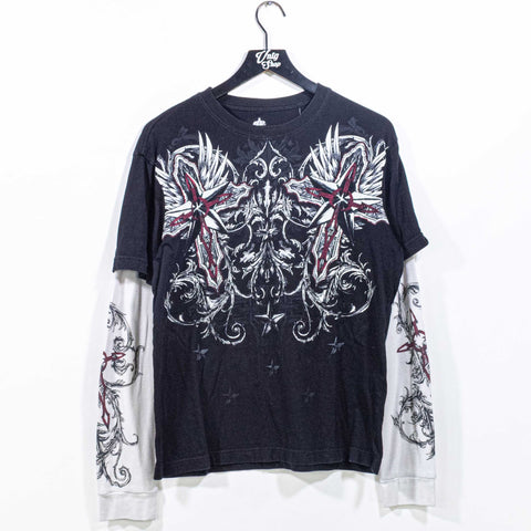 Helix Crosses AOP Layered T-Shirt Mall Cyber Goth