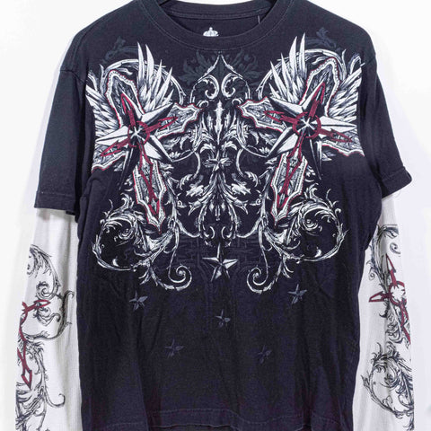 Helix Crosses AOP Layered T-Shirt Mall Cyber Goth