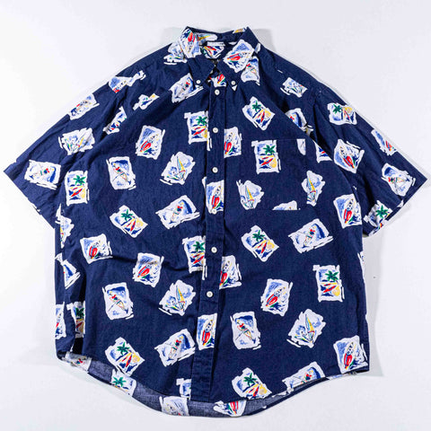 Nautica Water Sports Hawaiian Short Sleeve Button Shirt