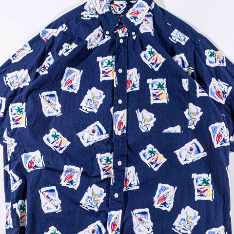Nautica Water Sports Hawaiian Short Sleeve Button Shirt