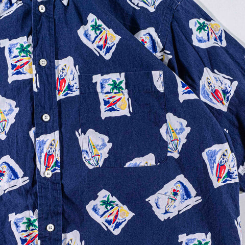 Nautica Water Sports Hawaiian Short Sleeve Button Shirt