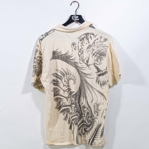 Tiger Tattoo Art AOP Textured Polo Shirt