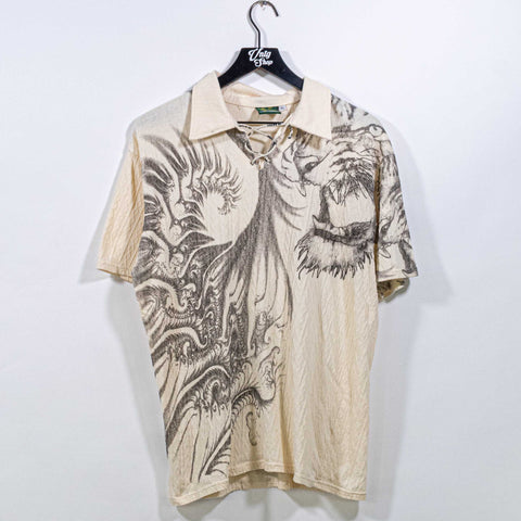 Tiger Tattoo Art AOP Textured Polo Shirt