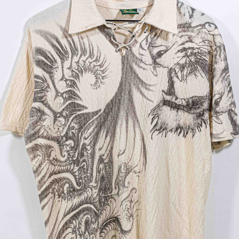 Tiger Tattoo Art AOP Textured Polo Shirt