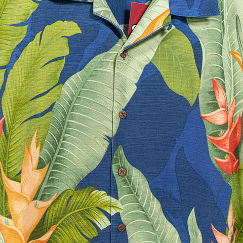 Tommy Bahama Floral Silk Hawaiian Camp Shirt Loop Collar