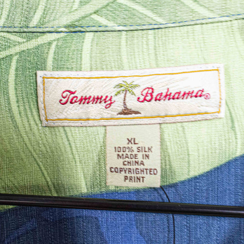 Tommy Bahama Floral Silk Hawaiian Camp Shirt Loop Collar