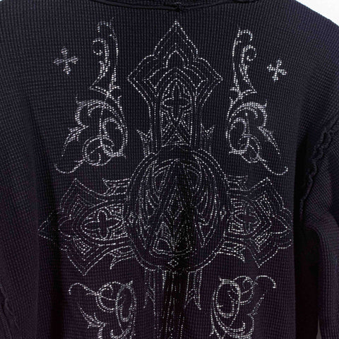 Affliction Crosses AOP Reversible Thermal Hoodie Sweatshirt