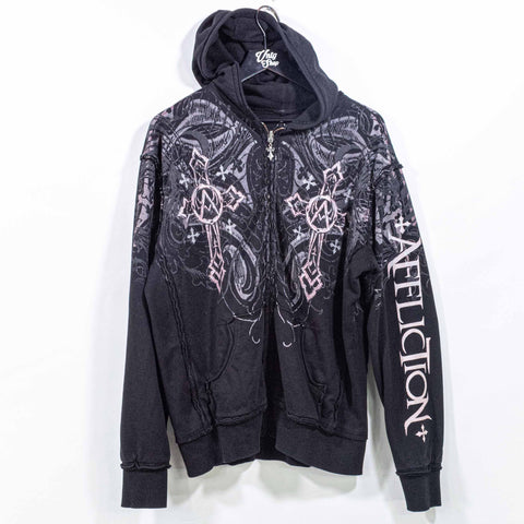 Affliction Crosses AOP Reversible Thermal Hoodie Sweatshirt