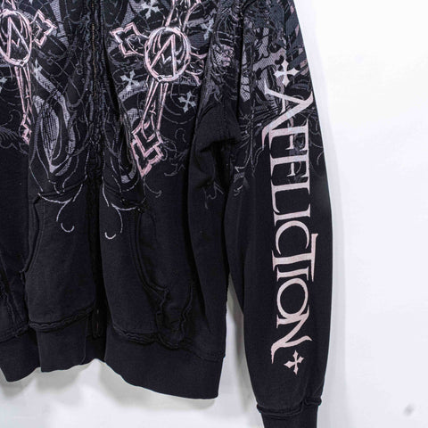 Affliction Crosses AOP Reversible Thermal Hoodie Sweatshirt