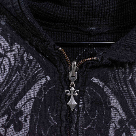 Affliction Crosses AOP Reversible Thermal Hoodie Sweatshirt