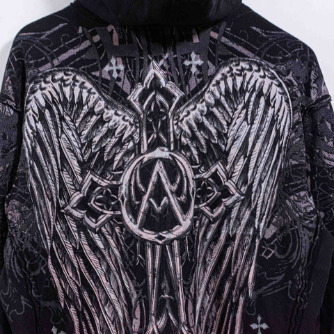 Affliction Crosses AOP Reversible Thermal Hoodie Sweatshirt
