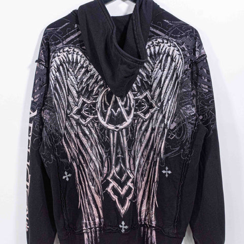 Affliction Crosses AOP Reversible Thermal Hoodie Sweatshirt