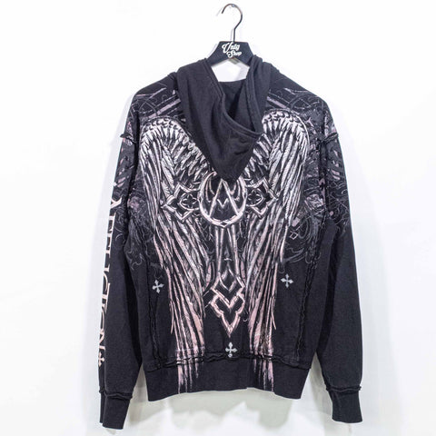 Affliction Crosses AOP Reversible Thermal Hoodie Sweatshirt