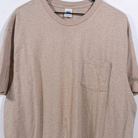 Old Navy Blank Brown Pocket T-Shirt Single Stitch
