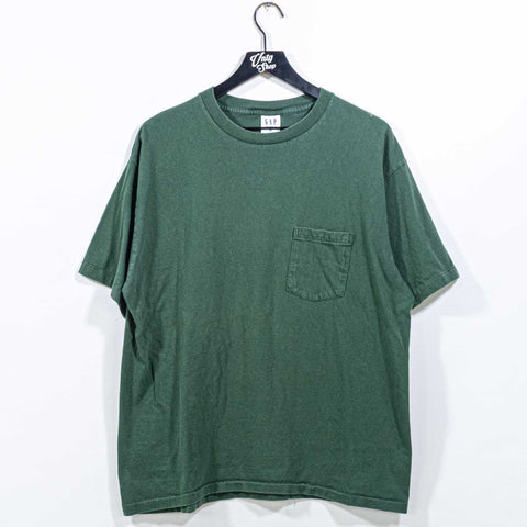 GAP Blank Green Pocket T-Shirt Made in USA Single Stitch