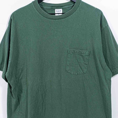 GAP Blank Green Pocket T-Shirt Made in USA Single Stitch