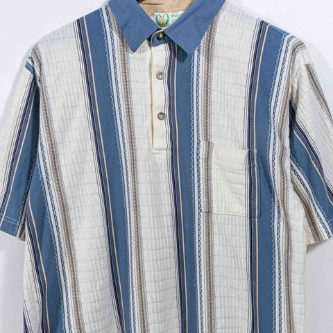 Textured Striped Polo Shirt Mafia Mobster Style Palmland Club