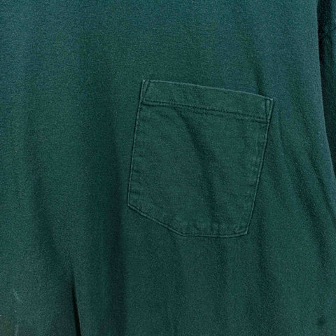 Old Navy Blank Green Pocket T-Shirt Single Stitch