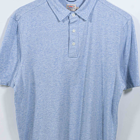 Faherty Movement Heather Light Blue Polo