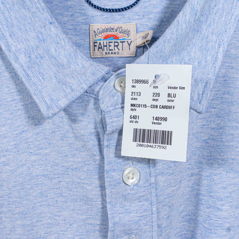 Faherty Movement Heather Light Blue Polo
