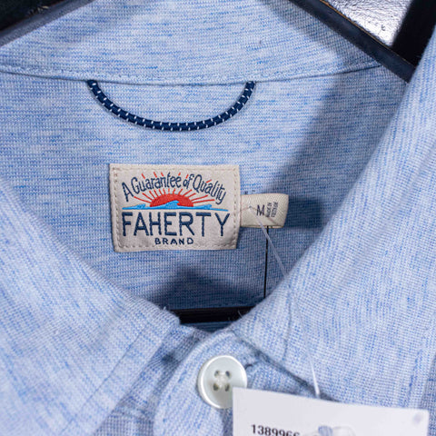 Faherty Movement Heather Light Blue Polo