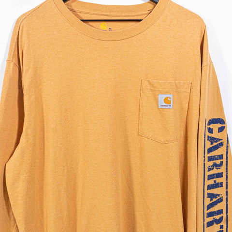 Carhartt Logo Pocket T-Shirt Long Sleeve Spell Out
