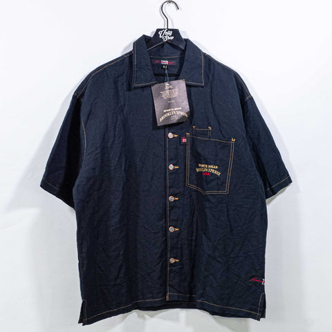 Brookyln Xpress Jeans Button Down Shorts Sleeve Shirt Cotton Linen