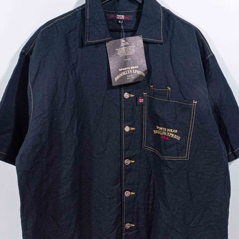 Brookyln Xpress Jeans Button Down Shorts Sleeve Shirt Cotton Linen