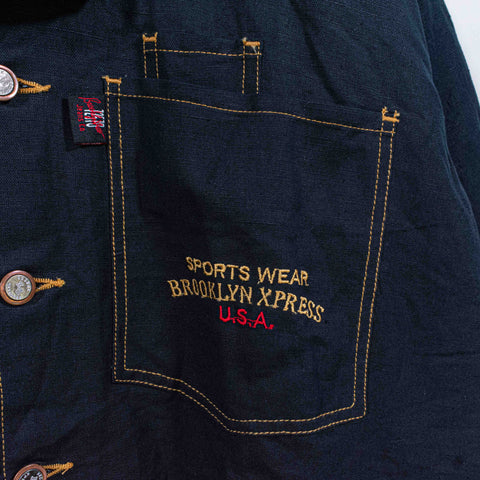 Brookyln Xpress Jeans Button Down Shorts Sleeve Shirt Cotton Linen