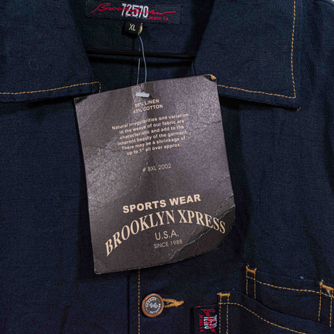 Brookyln Xpress Jeans Button Down Shorts Sleeve Shirt Cotton Linen