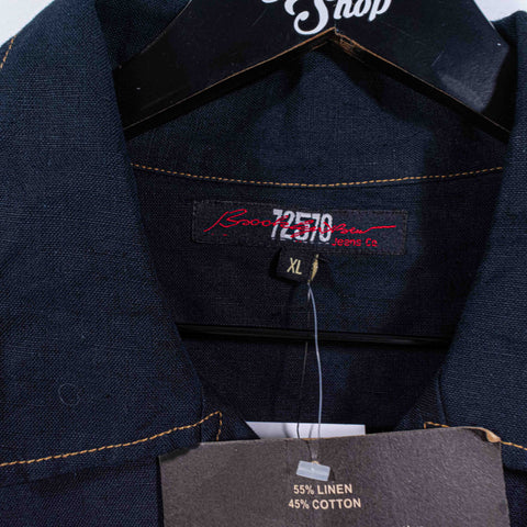 Brookyln Xpress Jeans Button Down Shorts Sleeve Shirt Cotton Linen