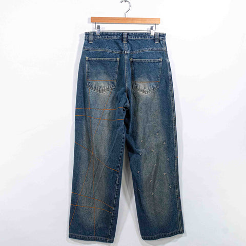 Baggy Hip Hop Embroidered Jeans Wide Leg