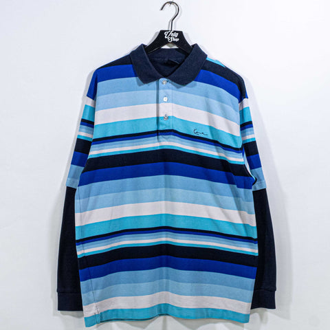Karl Kani Gold Striped Layered Polo Shirt Long Sleeve