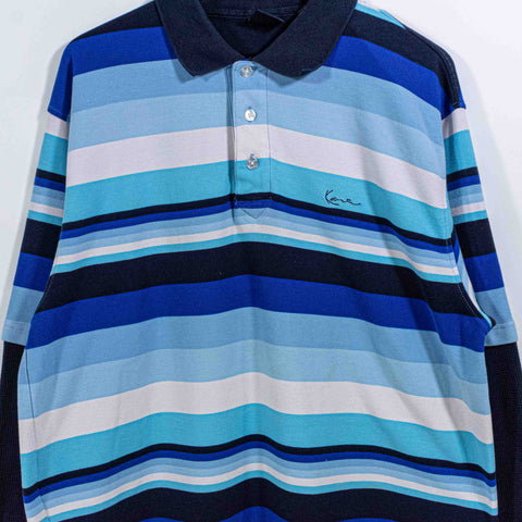 Karl Kani Gold Striped Layered Polo Shirt Long Sleeve