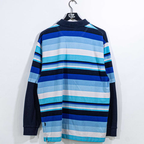 Karl Kani Gold Striped Layered Polo Shirt Long Sleeve