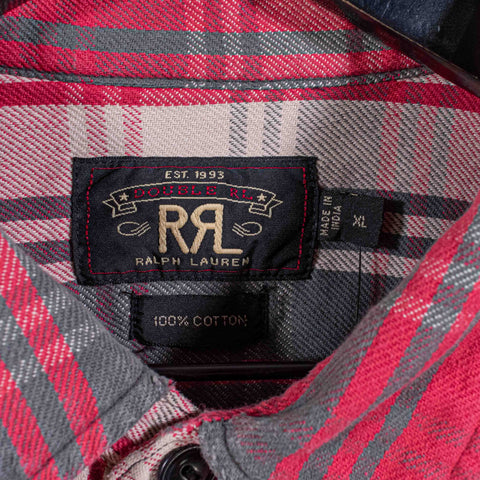 RRL Double RL Ralph Lauren Distressed Flannel Button Shirt