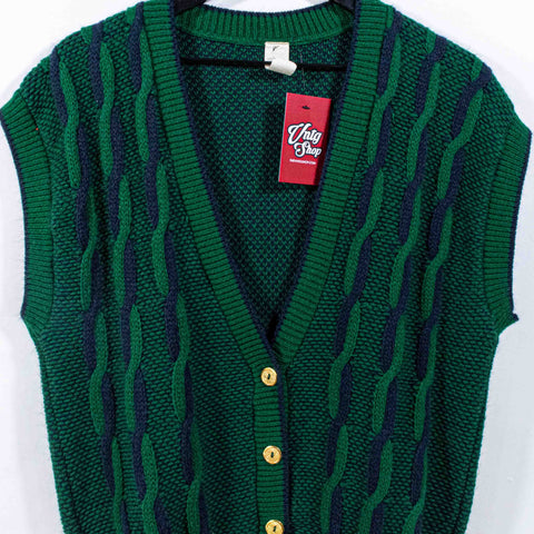 Textured 3D Hip Hop Biggie Striped Cable Knit Cardigan Sweater