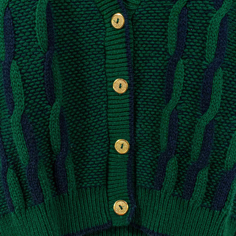 Textured 3D Hip Hop Biggie Striped Cable Knit Cardigan Sweater