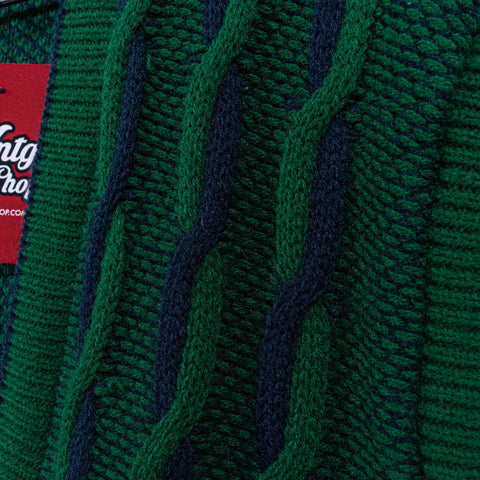 Textured 3D Hip Hop Biggie Striped Cable Knit Cardigan Sweater