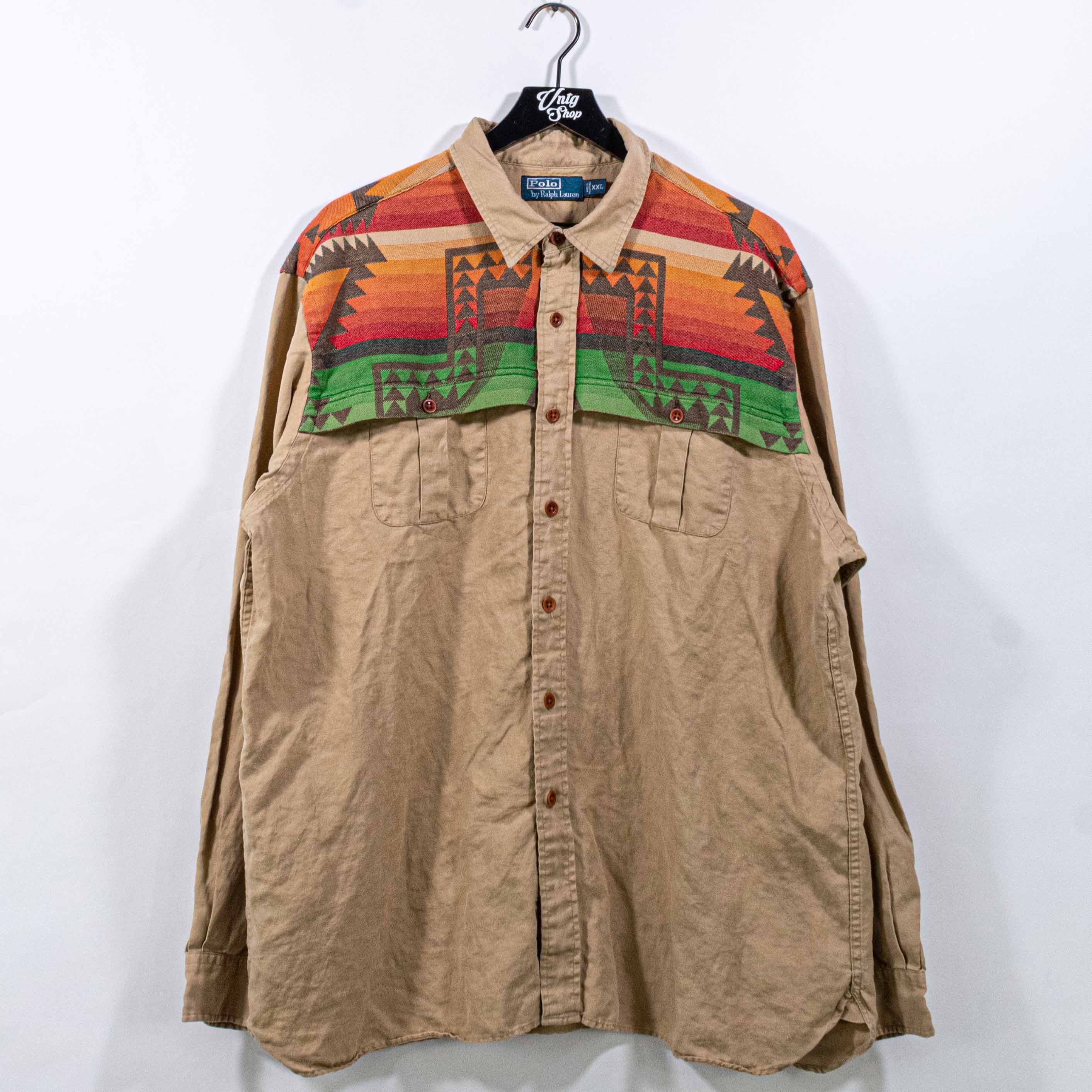 Polo Ralph Lauren Southwestern Aztec Shirt Linen SZ top L