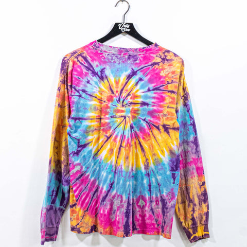 Spiral Tye Dye Distressed T-Shirt Long Sleeve Hippie Grunge