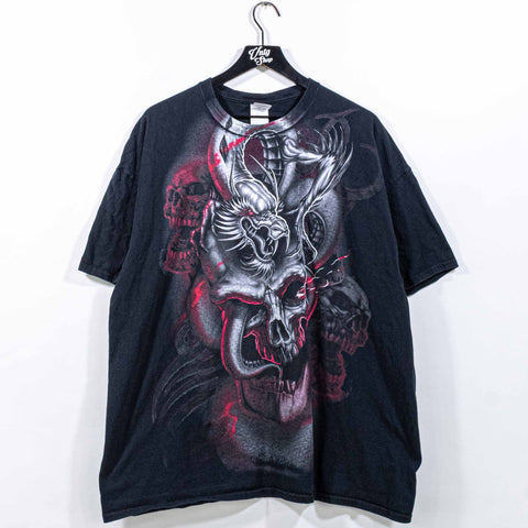 Dragon Skull AOP Tattoo Style T-Shirt Mall Cyber Goth