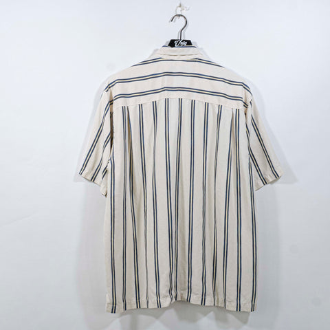 Tommy Bahama Silk Striped Textured Camp Shirt Resort Vacation