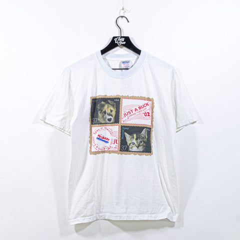 Pets Mart Charities T-Shirt Just A Buck Stamp Dog Cats Animals