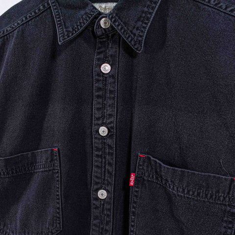 Levis Black Denim Shirt Sun Faded Grunge Cowboy Western