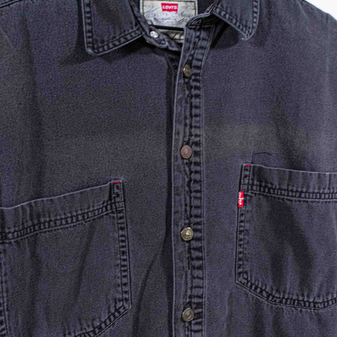 Levis Black Denim Shirt Sun Faded Grunge Cowboy Western